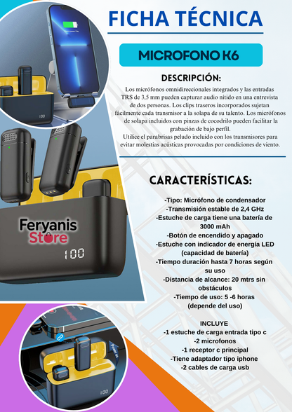 MICROFONO K6 - ¡Sonido PRO en tu bolsillo!