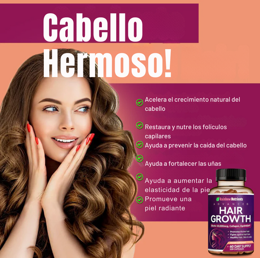 HAIR GROWTH de Rainbow Nutrients: ¡Recupera tu Cabello desde Adentro!
